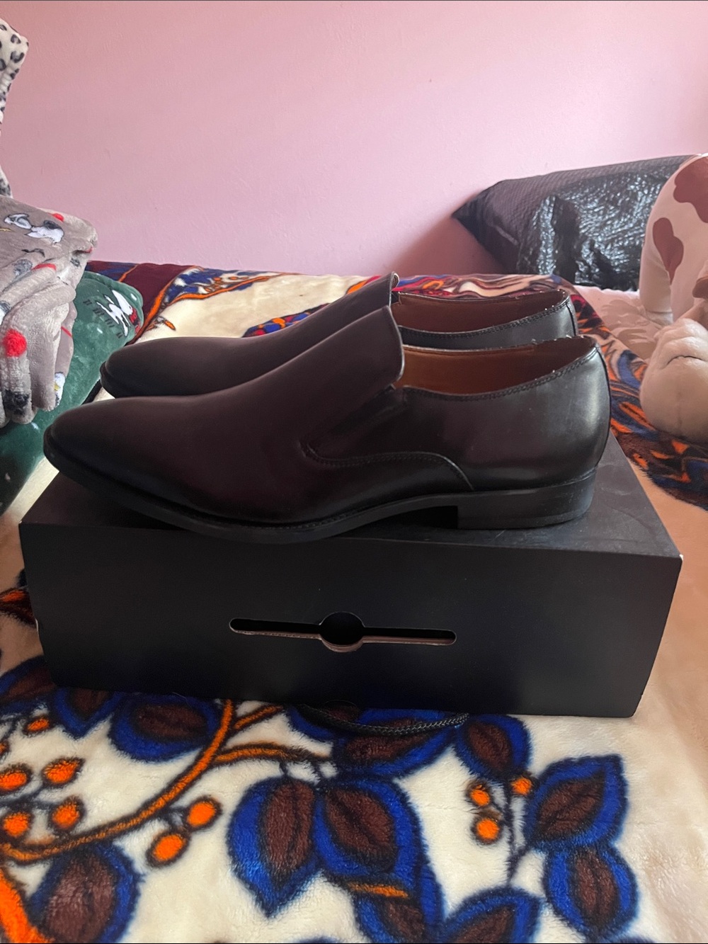 Aldo Black Leather Slip-On Loafers